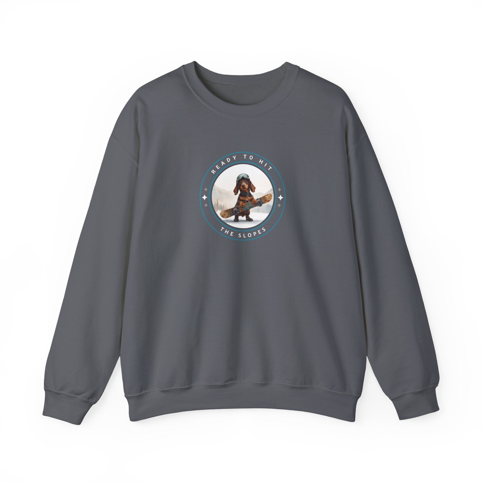 Husky Dog Circle Badge Crewneck Sweatshirt | Ready to Ride Arctic Design
