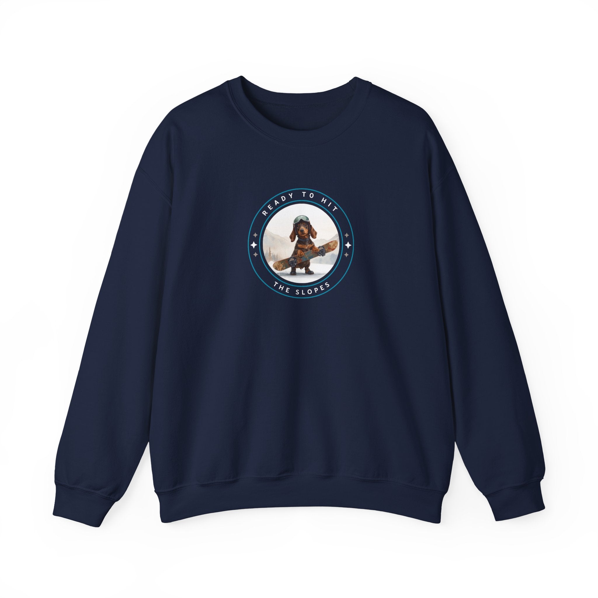 Husky Dog Circle Badge Crewneck Sweatshirt | Ready to Ride Arctic Design