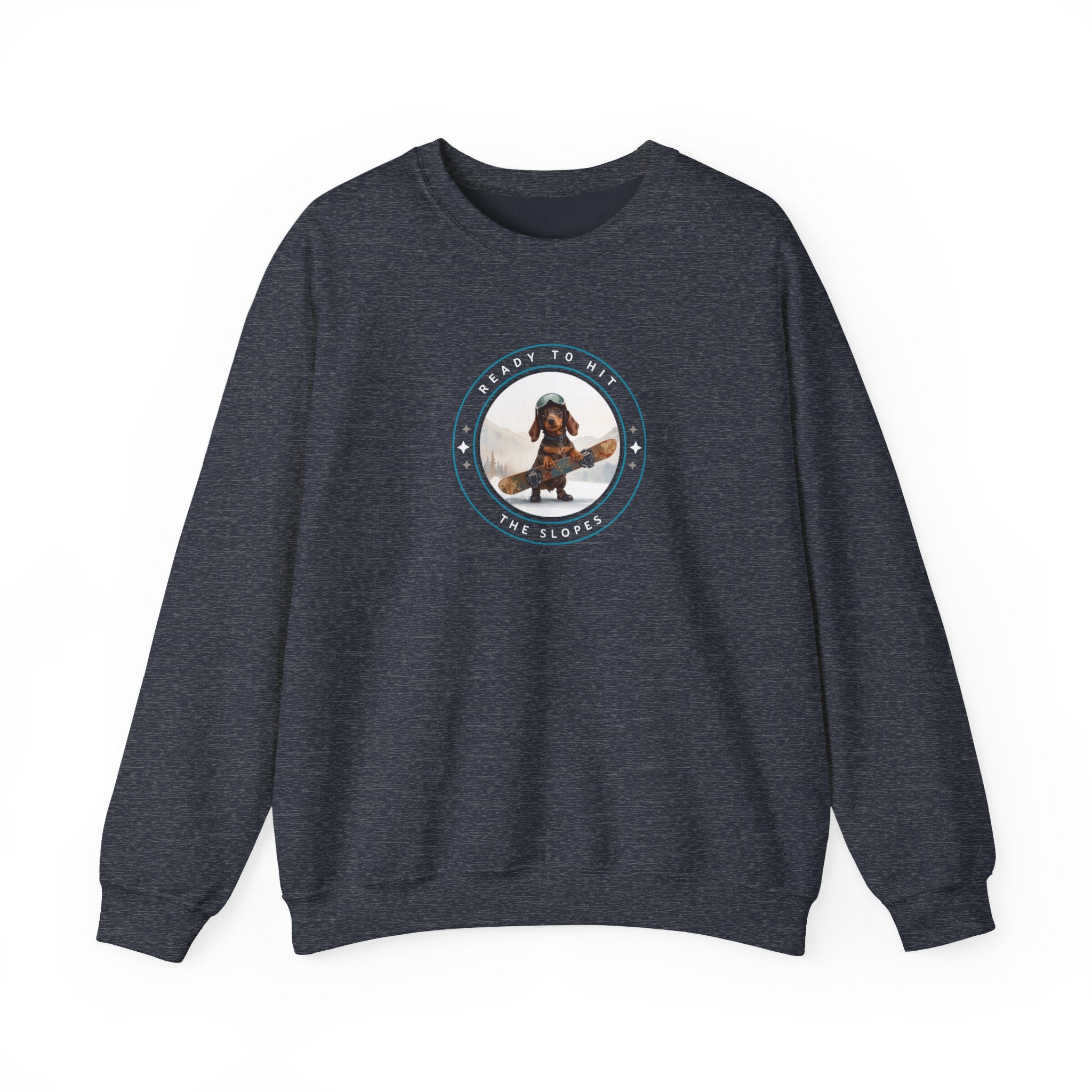 Husky Dog Circle Badge Crewneck Sweatshirt | Ready to Ride Arctic Design